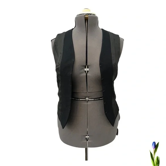 90s Vintage Liz Claiborne Vest Black Beaded Embellished Tuxedo - Picture 8 of 9